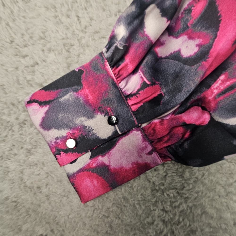 Ming‎ Wang Mock Neck Top Womens L Geometric LS Officecore Career Wear Corpcore - Picture 8 of 13